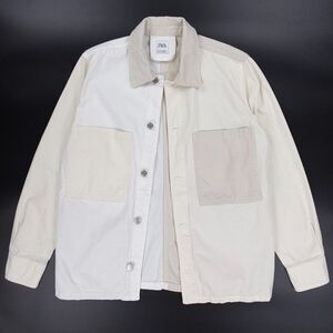 Zara Two-Tone Cream & Beige Lightweight Shirt Jacket